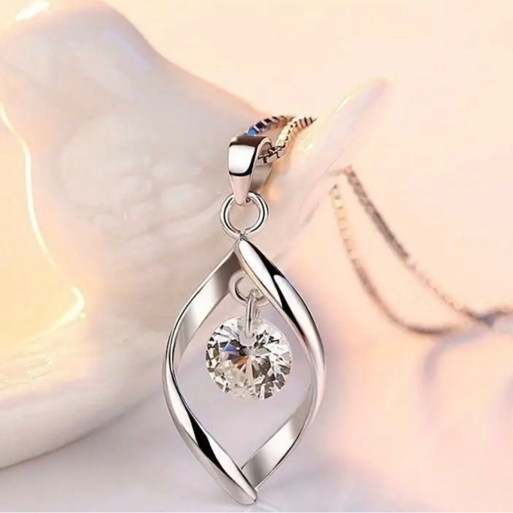 Floating Water Drop Crystal Necklace - Picture 3 of 5